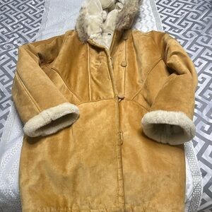 Express Tan Teddy Jacket with Faux Fur Trim